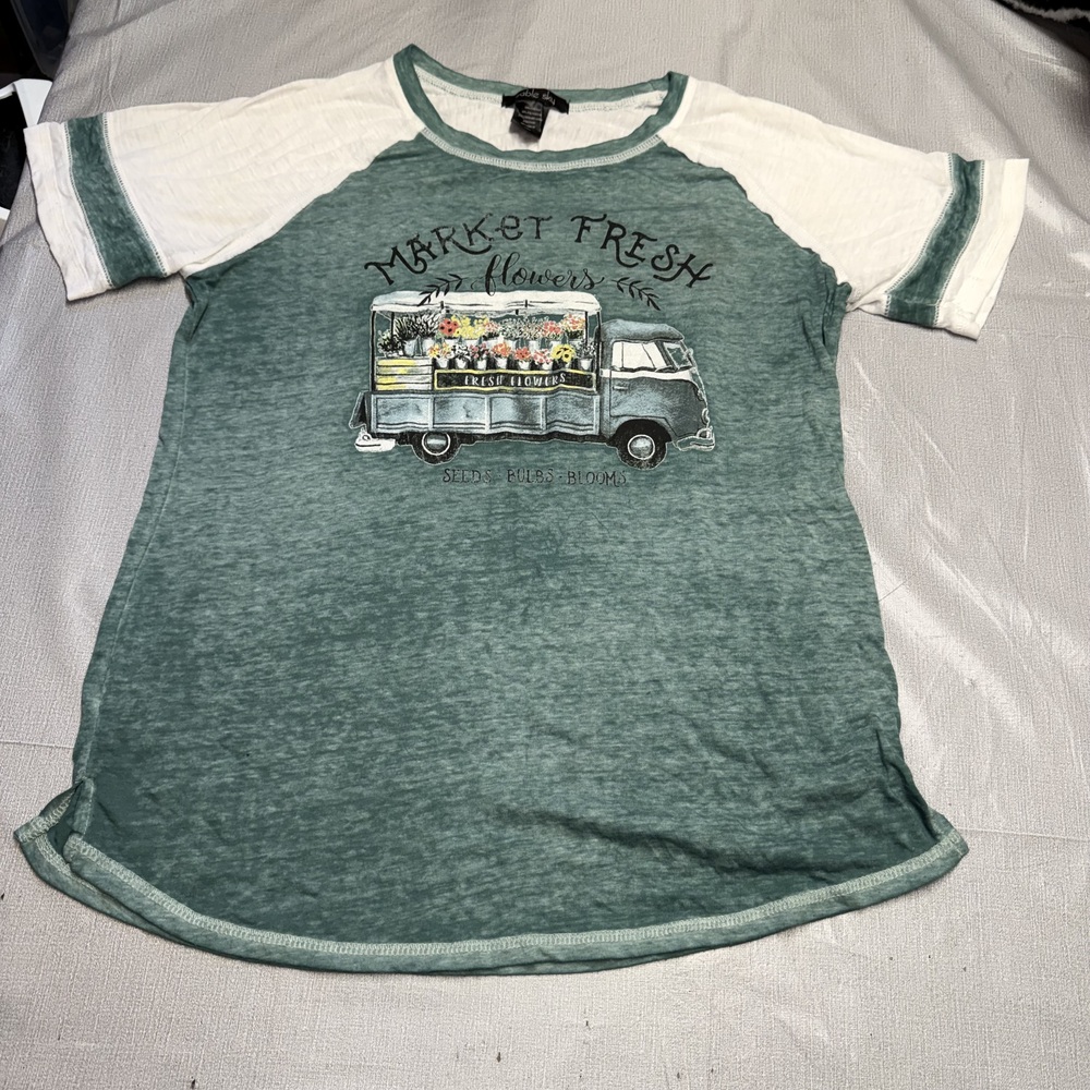 Sable Sky Market Fresh Flowers Graphic Tee Medium Green